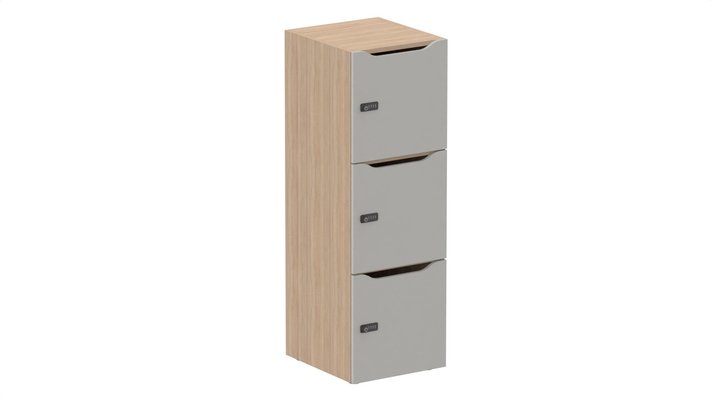 CASIERS - 3 cases - Meuble à cases H.137xL.45xP.50cm - 3 cases H43cm. portes avec découpe en partie haute. serrure à code