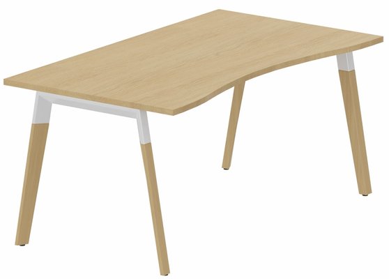 Gamme K8 Wood - Plans vagues - K8Wood Plan vague symétrique 160x90x80 -plateau chêne, piétement blanc / bois