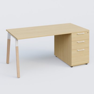 [Pas de famille] - [Pas de sous famille] - K8 WOOD Plan 180x80 avec caisson porteur en mélaminé. Plateau chêne et caisson chêne.