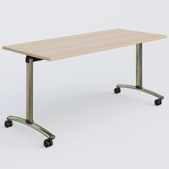 [Pas de famille] - [Pas de sous famille] - Table abattante gamme Arca 160-70 cm. Plateau Hêtre et pietement Chrome.