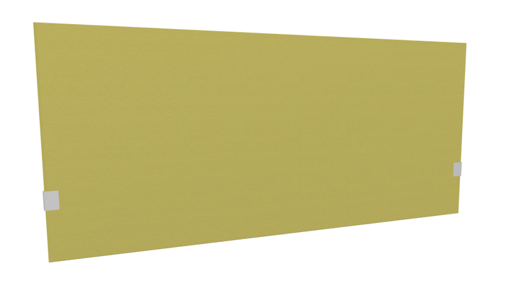PANNEAUX ECRANS POUR BUREAU DROIT SOLO - Pour bureaux largeur 160 cm - SECRET Panneau-écran acoustique H74cm pour poste solo L.160cm. 2 faces tissu SYNERGY coloris jaune. pinces de fixation réglables en hauteur coloris aluminium
