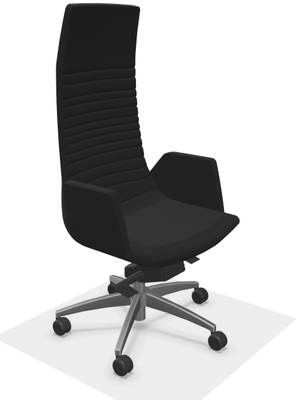 DIRECTION - Fauteuils - KI fauteuil manager haut dossier avec accotoirs tapissés. piétement 5 branches en aluminium poli + Coussin d'assise noir