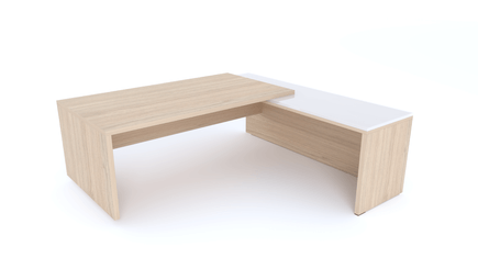 Gamme X5 - Tables de Bureau avec retour - X5- Plan Manager 180x90cm avec retour mur débordant top verre (encombrement 210x200cm)