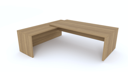 Gamme X5 - Tables de Bureau avec retour - X5- Plan Manager 200x100cm avec retour mur débordant (encombrement 230x200cm) coloris noyer