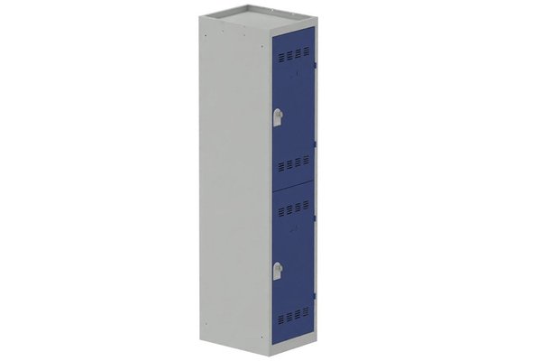 VESTIAIRES MULTICASES - 1 Colonne - Vestiaire multicases, 1 colonne L.40cm/2 cases, coffre gris clair/portes bleu foncé