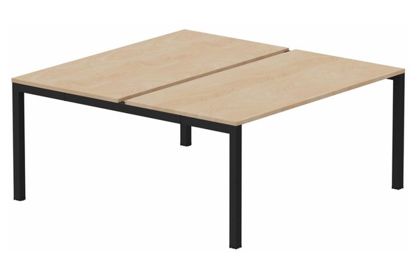Postes Bench (poste doubles) - SERIE K3 - k3 - Bench départ 2 Plateaux fixes 160x70 (encombrement P145xL160cm) -Finitions : PLATEAUX: HETRE (HE) / PIETEMENTS: NOIR GRAINE MAT (NG ) / 