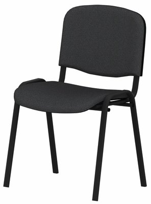 VISITEURS ET FONCTIONNELS - 4 Pieds - Joker Eco - Chaise piétement 4 pieds laqué noir (Noir).Assise et dossier tissu Lucia Gris foncé YBP (YBP)