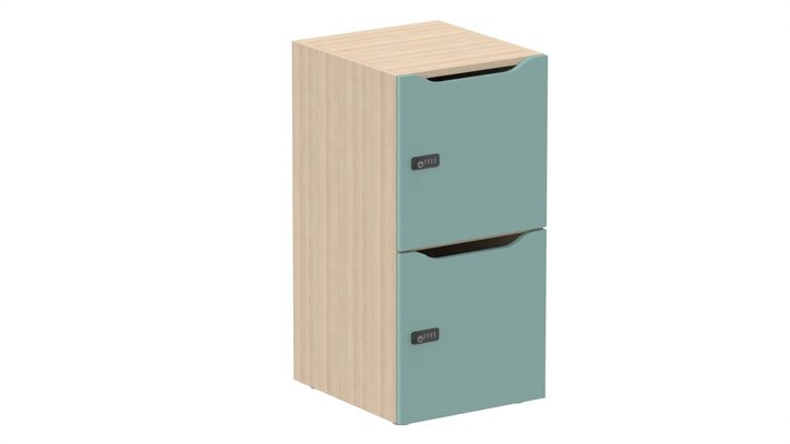 CASIERS - 2 cases - Meuble à cases H.92xL.45xP.50cm - 2 cases H43cm. portes avec découpe en partie haute. serrure à code