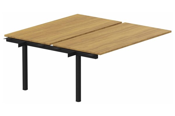 Postes Bench (poste doubles) - SERIE K3 - k3 - Bench suivant 2 Plateaux fixes 180x80 (encombrement P165xL180cm) -Finitions : PLATEAUX: NOYER (NO) / PIETEMENTS: NOIR GRAINE MAT (NG ) / 