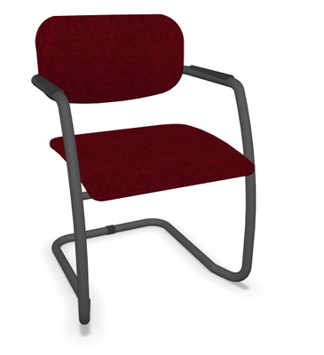 VISITEURS ET FONCTIONNELS - Luge - DIVA fauteuil dos tissu. piétement luge laqué noir assise et dossier tissu STEP coloris rouge chiné