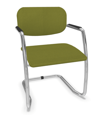 VISITEURS ET FONCTIONNELS - Luge - DIVA fauteuil dos tissu. piétement luge chromé. assise et dossier tissu STEP coloris vert