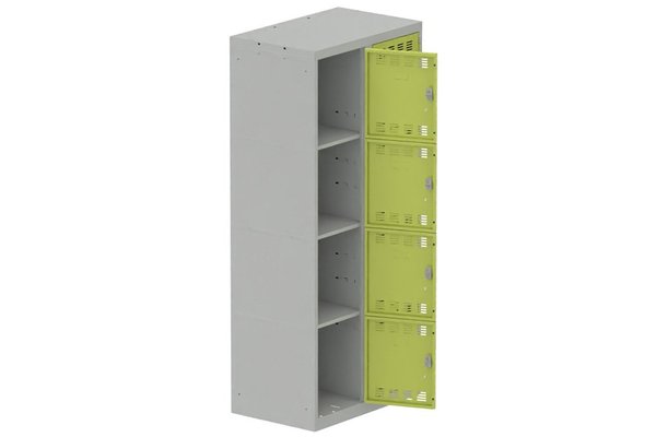 [Pas de famille] - [Pas de sous famille] - Vestiaire multicases 2 colonnes L,40cm 4 cases (fermeture cadenas) H,180xL,80xP,50cm coffre gris clair/portes anis