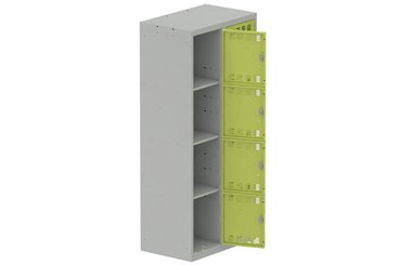 [Pas de famille] - [Pas de sous famille] - Vestiaire multicases 2 colonnes L,40cm 4 cases (fermeture cadenas) H,180xL,80xP,50cm coffre gris clair/portes anis