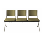 ACCUEIL - REUNION - Chaises coque bois & plastique - LEO Poutre 3 places assise et dossier en polypropylène coloris bleu. potence noire et piétement chrome