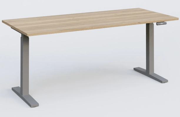 [Pas de famille] - [Pas de sous famille] - K_PRO2 Poste solo RH 70-120 cm . Plateau 200*80 épaisseur 25mm. coloris chêne naturel, pieds alu