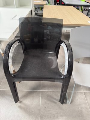 DESTOCKAGE - Chaise - Lot de deux siège avec accotoirs transparent fumé noir