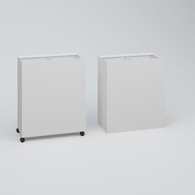 ACCESSOIRES - ACCESSOIRES  - Poubelle pour le tri sélectif fabriquée en tôle de 8/10ème HT 75 cm Larg. 60 cm Prof. 30 cm avec roulettes . Coffre Blanc