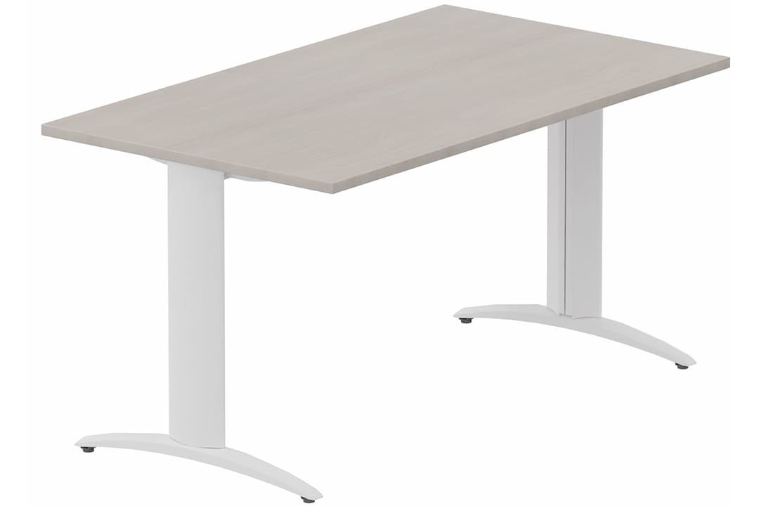 Module composable pied i, L.120xP.80cm, départ, plateau acacia, structure blanc, plateau acacia, structure blanc