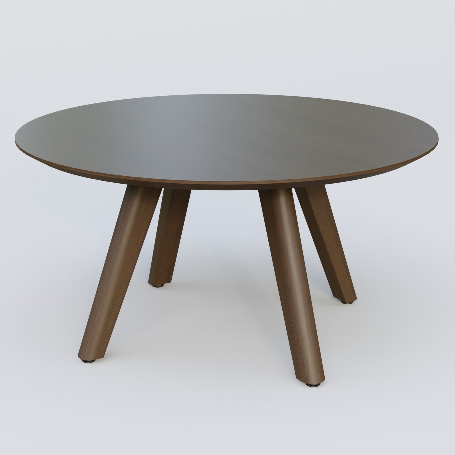 Table Basse Fashion Styl piètement 3 pieds en bois et plateau bois. Plateau Chêne Moka et pietement Chêne Moka.