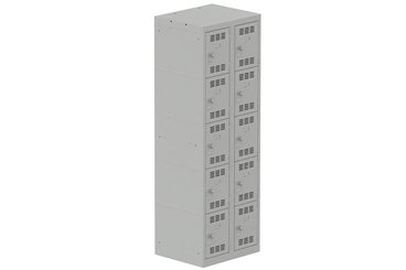 [Pas de famille] - [Pas de sous famille] - Vestiaire multicases 2 colonnes L,30cm 5 cases (fermeture cadenas) H,180xL,60xP,50cm coffre gris clair/portes gris clair