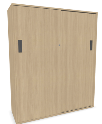 ARMOIRES PORTES COULISSANTES - Mélaminé - Armoire porte coulissante L1200XP400XH1425 3 étagères Corps CHENE BLANCHI  façade CHENE BLANCHI poignée encastrée NOIR