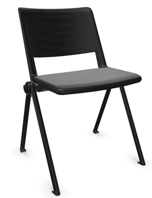 FAUTEUILS/POUFS - 4 pieds - LEO Chaise 4 pieds. assise et dossier en polypropylène coloris noir. piétement époxy coloris aluminium