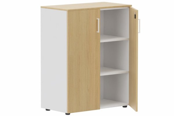 ARMOIRES PORTES BATTANTES - Mélaminés - Armoire mélamine H102XL100 cm portes bois