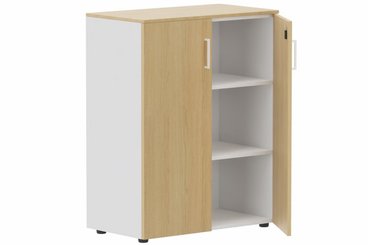 ARMOIRES PORTES BATTANTES - Mélaminés - Armoire mélamine H102XL100 cm portes bois