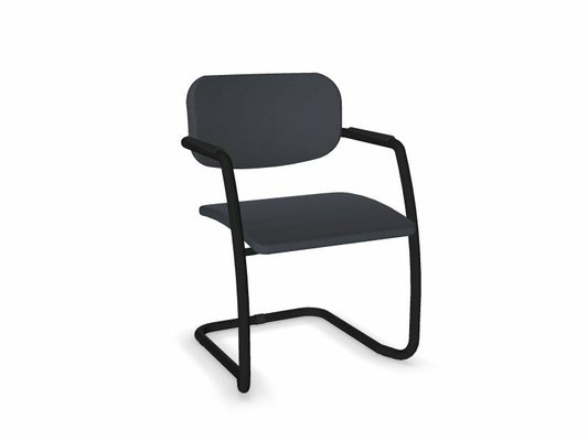 VISITEURS ET FONCTIONNELS - Luge - DIVA fauteuil dos tissu. piétement luge laqué noir