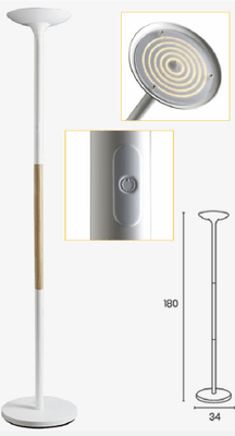 LUMINAIRES - Lampadaires - WOODY 2 Lampadaire LED à éclairage indirect, variateur tactile 3 niveaux d'intensité lumineuse, blanc/hêtre