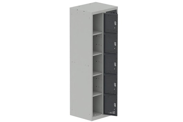 VESTIAIRES MULTICASES - 2 Colonnes - Vestiaire multicases, 2 colonnes L.60cm/10 cases, coffre gris clair/portes anthracite
