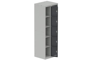 VESTIAIRES MULTICASES - 2 Colonnes - Vestiaire multicases, 2 colonnes L.60cm/10 cases, coffre gris clair/portes anthracite
