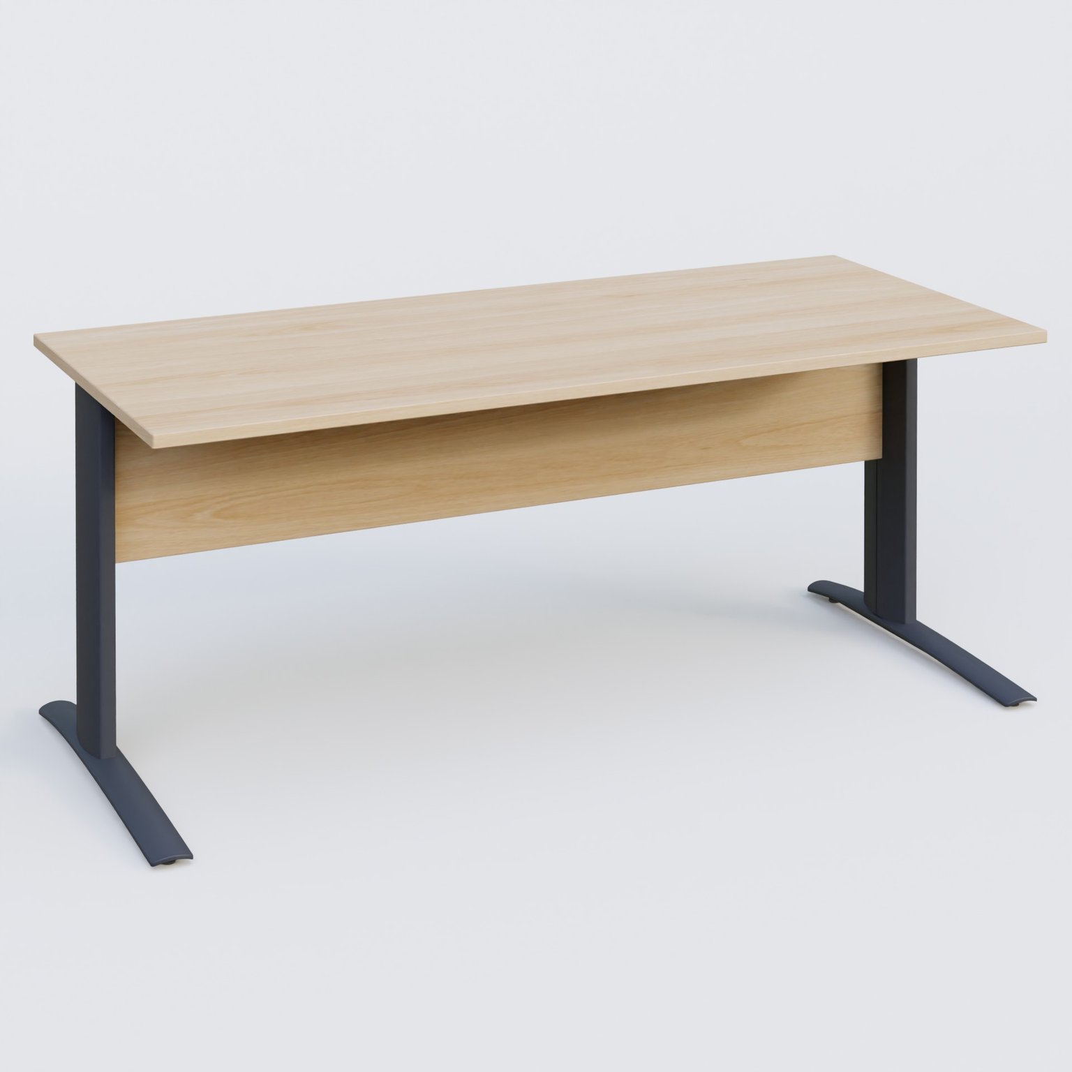 K1 Plateau droit 180x80 avec voile de fond bois. Plateau Hêtre et pietement Anthracite