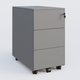 Caisson métal slim sur roulettes 3 tiroirs H57xL32xP54cm/ aluminium