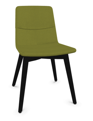 VISITEURS ET FONCTIONNELS - 4 Pieds - MELODY chaise 4 pieds bois. face intérieure tissu STEP vert face extérieure tissu step mélange coloris vert piétement noir