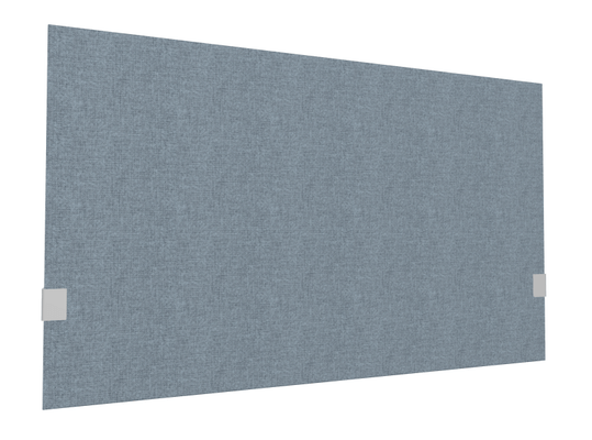 PANNEAUX ECRANS POUR BUREAU DROIT SOLO - Pour bureaux largeur 120 cm - SECRET Panneau-écran acoustique H74cm pour poste solo L.120cm. 2 faces tissu STEP coloris light blue chiné. pinces de fixation réglables en hauteur coloris aluminium