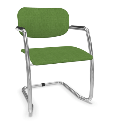 VISITEURS ET FONCTIONNELS - Luge - DIVA fauteuil dos tissu. piétement luge chromé. assise et dossier tissu BERTA coloris vert