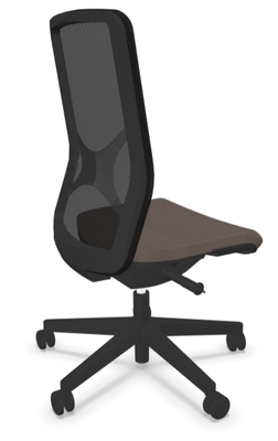 [Pas de famille] - [Pas de sous famille] - Siège EOLE synchrone soutien lombaire RH-Assise réglable en profondeur-Pied, cadre polypro du dossier et résille Noir, Assise Tissu CAPPUCCINO L21
