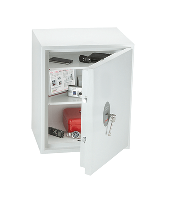 COFFRES-FORTS - Coffres de sécurité - Coffre-fort haute sécurité L.35xP.45xH.55cm - 42 Litres / 37kg - serrure à clé, 2 tablettes, coloris blanc