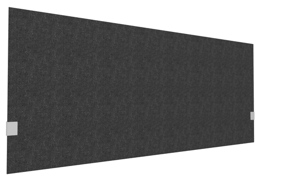 PANNEAUX ECRANS POUR BUREAU DROIT SOLO - Pour bureaux largeur 160 cm - SECRET Panneau-écran acoustique H74cm pour poste solo L.160cm. 2 faces tissu SYNERGY coloris noir. pinces de fixation réglables en hauteur coloris aluminium