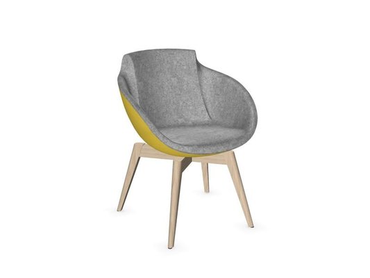 FAUTEUILS/POUFS - 4 pieds - Fauteuil COCO tapissé intérieur Tissu velito Gris/ extérieur tissu Velito jaune