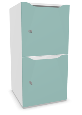 CASIERS - 2 cases - Meuble à cases H.92xL.45xP.50cm - 2 cases H43cm. portes avec découpe en partie haute. serrure à clé