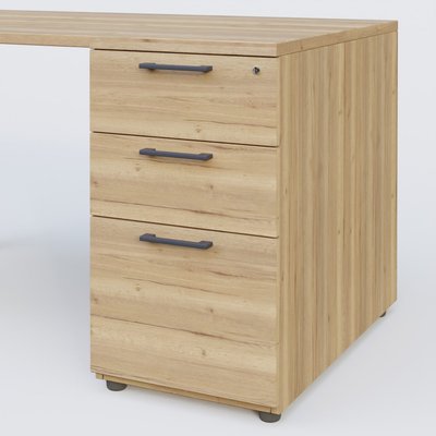 [Pas de famille] - [Pas de sous famille] - K3 Plateau droit 160x80 avec caisson porteur mélamine. Plateau ,caisson Chêne naturel et pietement Anthracite