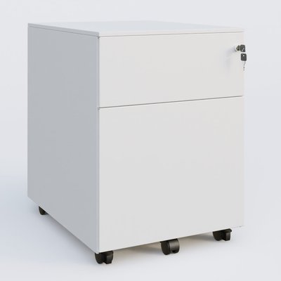 CAISSONS  - Mobiles - Caisson métal sur roulettes 2 tiroirs H57xL42xP54cm/ blanc