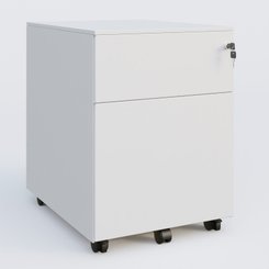 CAISSONS  - Mobiles - Caisson métal sur roulettes 2 tiroirs H57xL42xP54cm/ blanc