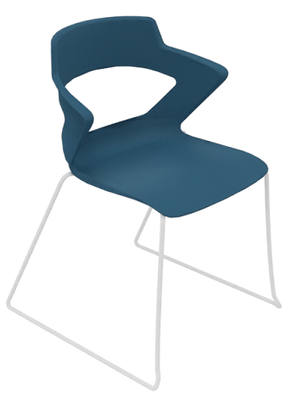 FAUTEUILS/POUFS - Piétement Luge - SWEETY Chaise pied luge H46cm. coque polypropylène coloris BLEU CANARD piétement Blanc