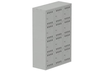 [Pas de famille] - [Pas de sous famille] - Vestiaire multicases 3 colonnes L,40cm 4 cases (fermeture cadenas) H,180xL,120xP,50cm coffre gris clair/portes gris clair