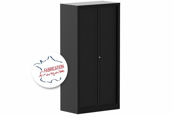 ARMOIRES A RIDEAUX - Largeur 80 cm - Armoire à rideaux H160xL80cm 3 tablettes coffre noir/rideaux noir - sur délai
