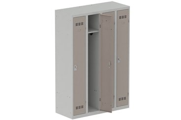 [Pas de famille] - [Pas de sous famille] - Vestiaire industrie propre 4 portes (fermeture cadenas) H180xL120xP50cm coffre gris clair/ porte(s) basalte