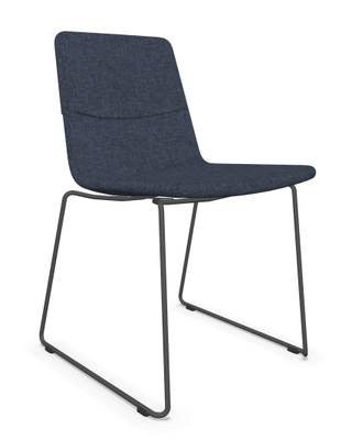Chaise - Chaise 4 pieds - MELODY siège face intérieur tissus STEP couleur gris bleuté face extérieur tissus STEP couleur gris bleuté avec piétement noir